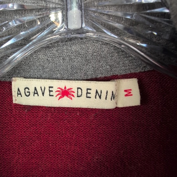 Agave Denim Full Zip Red Gray Cotton Hoodie Size Medium Soft Knit Oversized - Picture 4 of 10